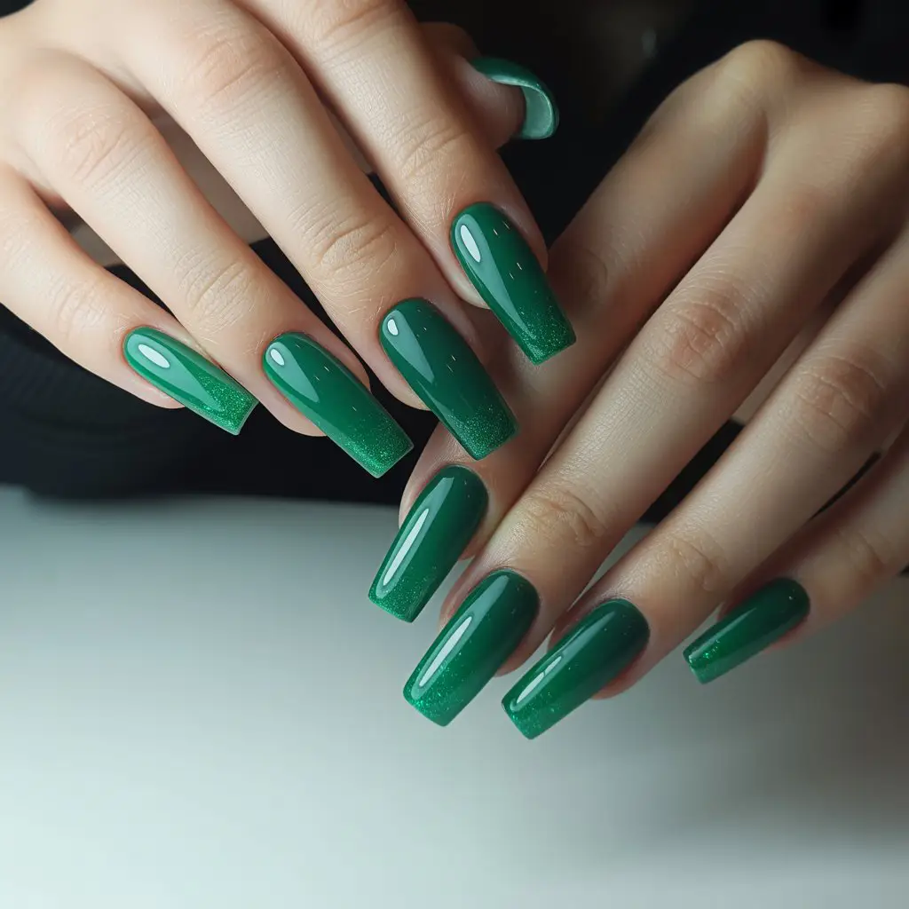 Emerald Green Ombre Nails