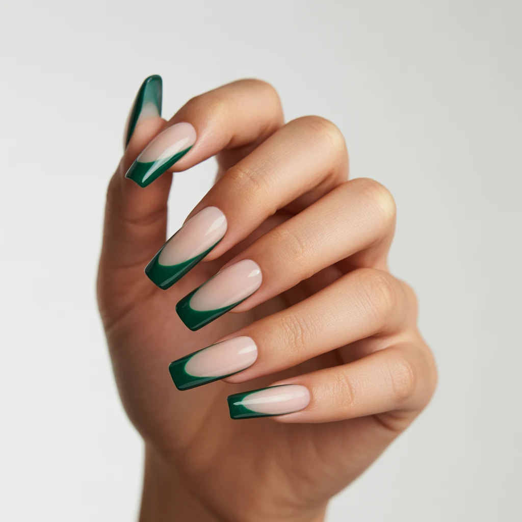 Evergreen French Tips Nails 