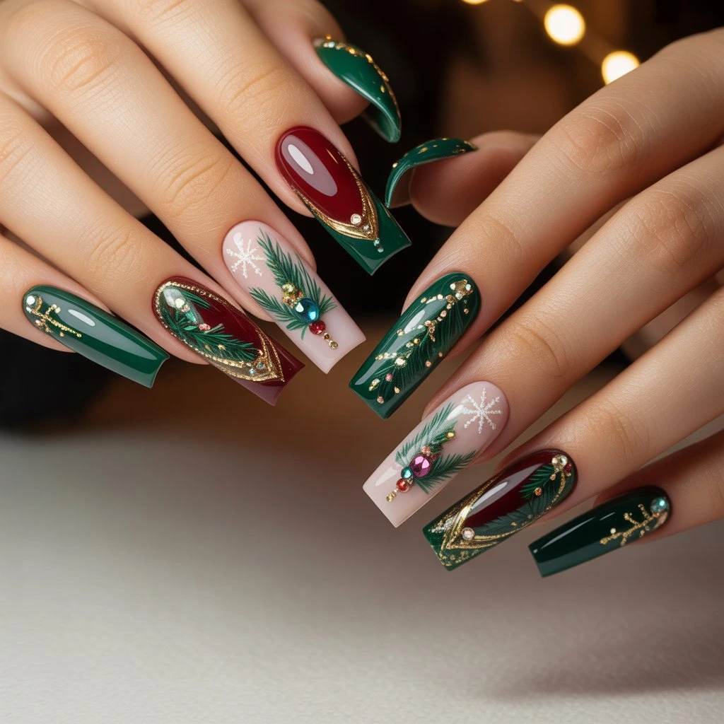 Evergreen Jewel Acrylics Nail
