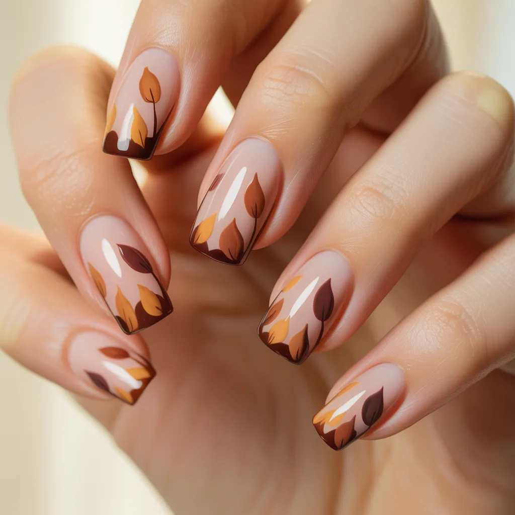 Falling Petals French Tips nails