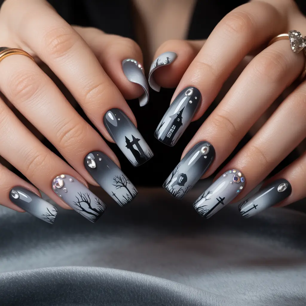 Foggy Graveyard Nails