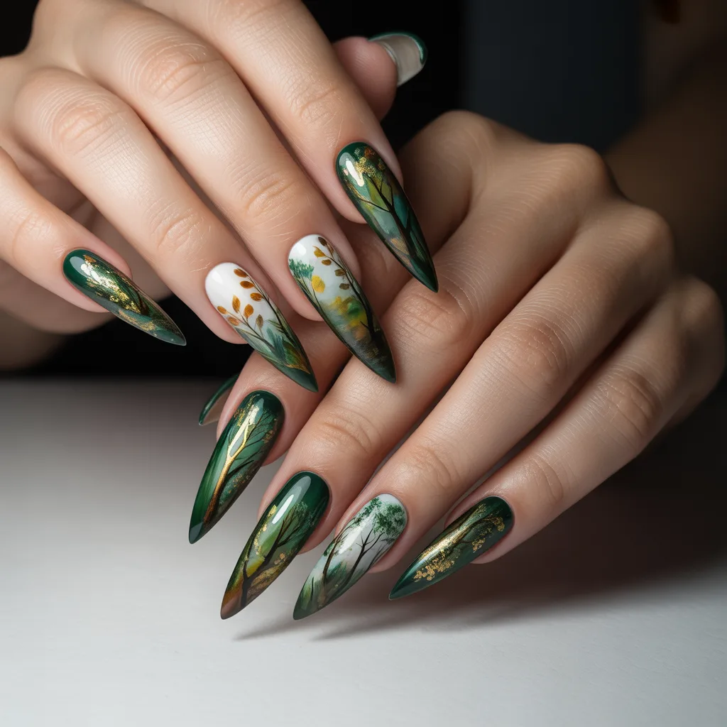 Forest Canopy Nails