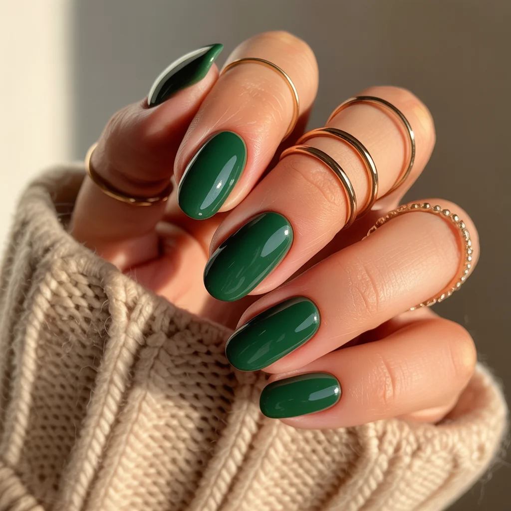 Forest Green acrylic Nails