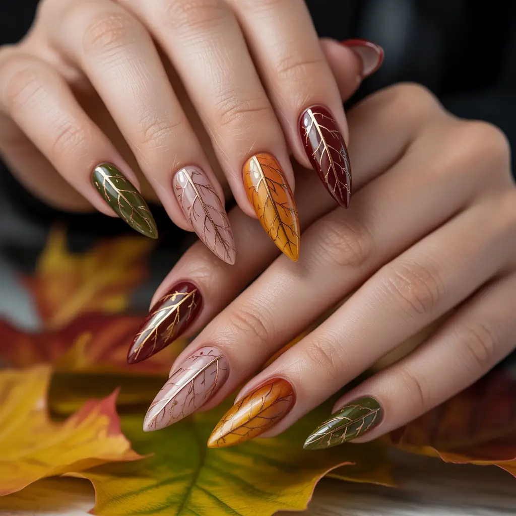 Forest Vein Micro-Detailing Nails