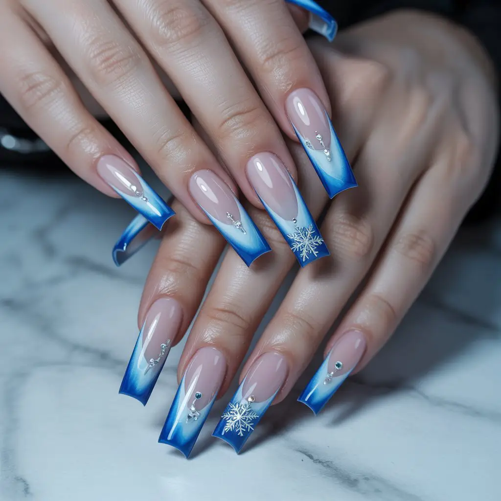 Frostbite Blue French Tips Nail