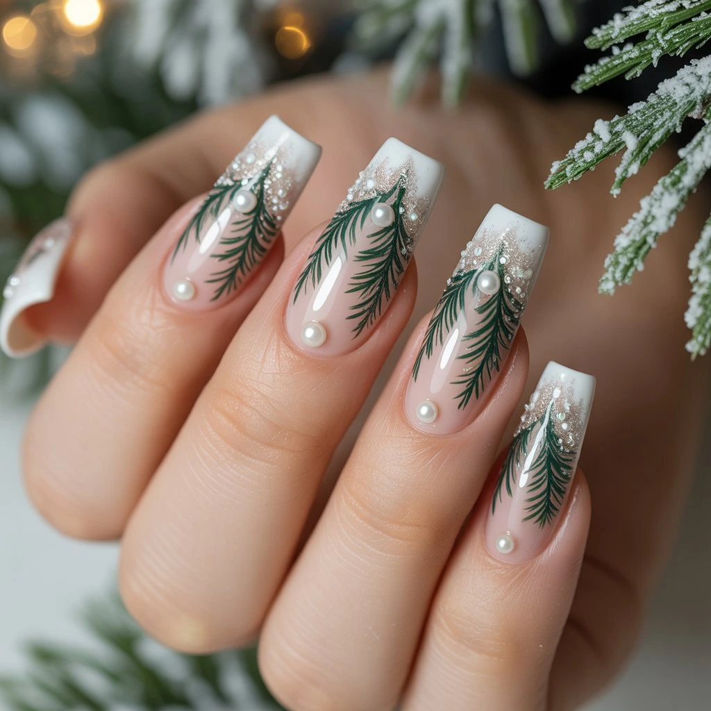 Frosted Fir French Tips Nail