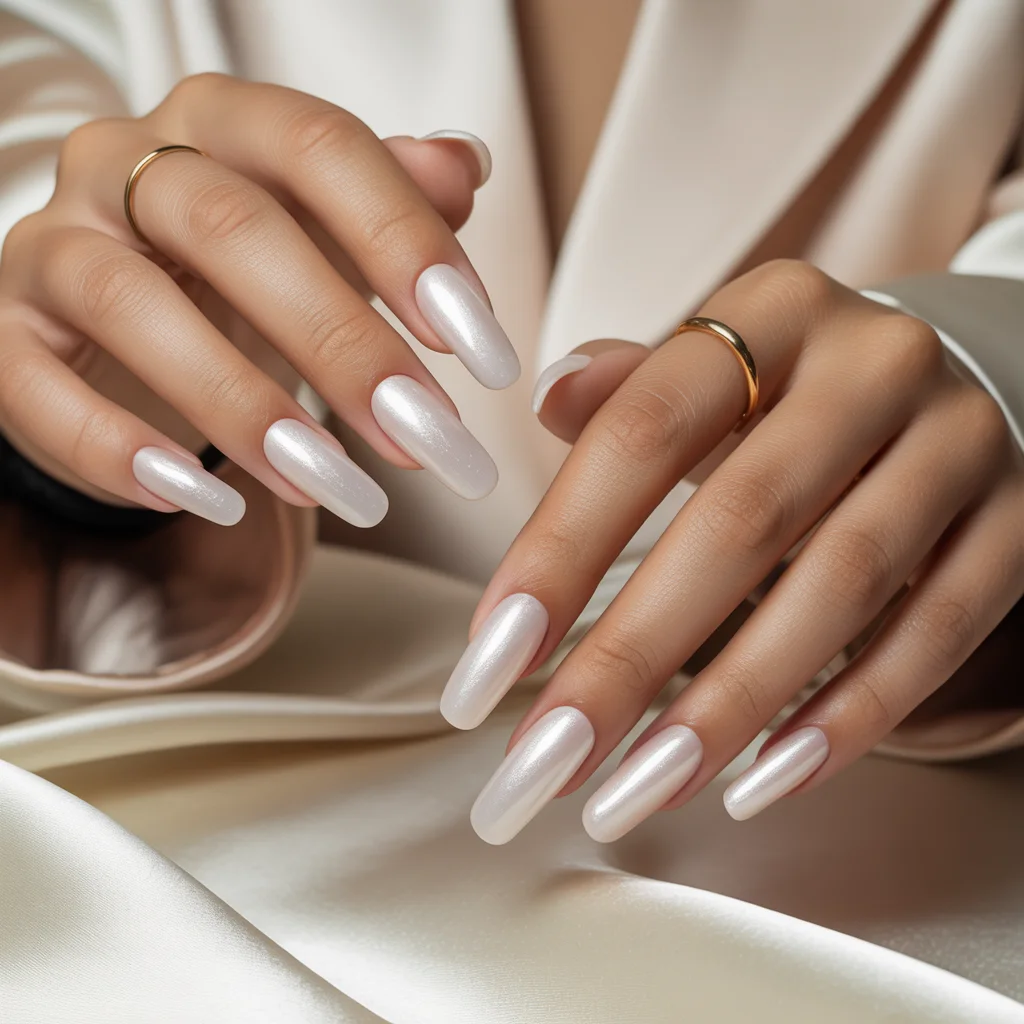 Frosted Milky White Acrylics Nail