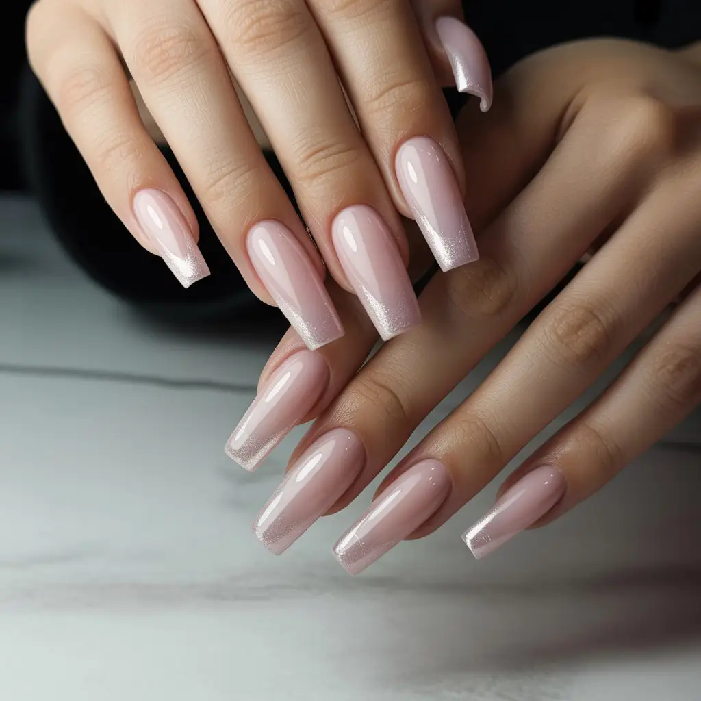 Frosted Pink Nude Blend Nail