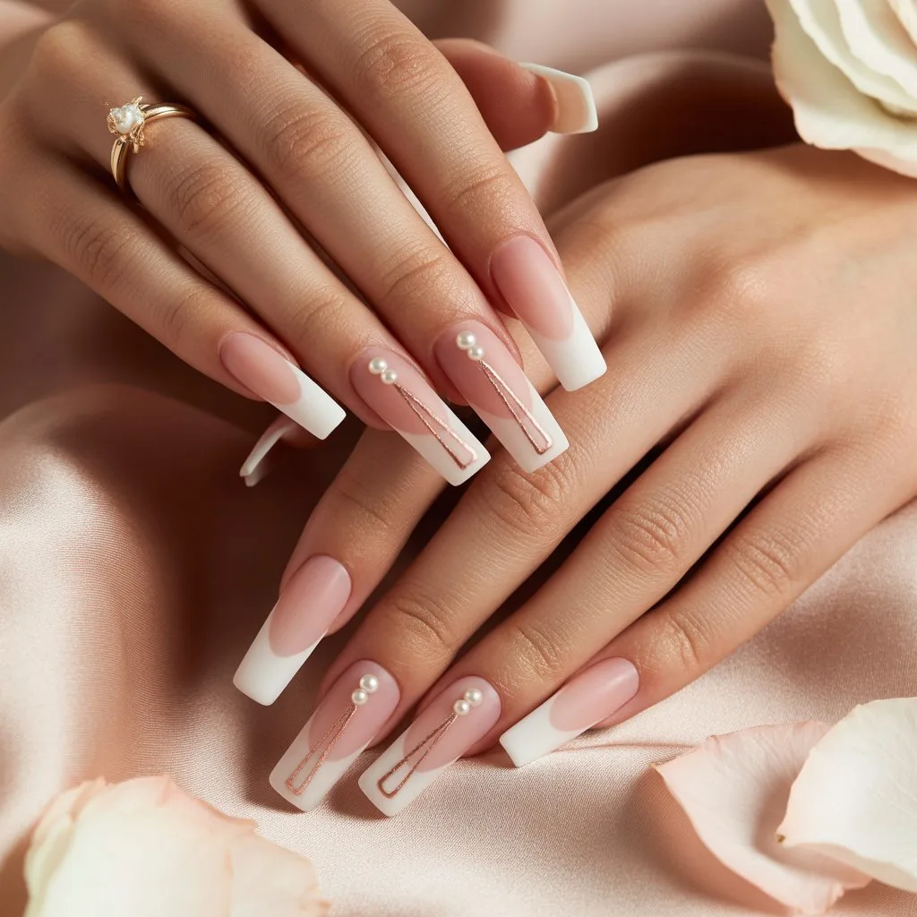 Frosted Rose Beige Nails