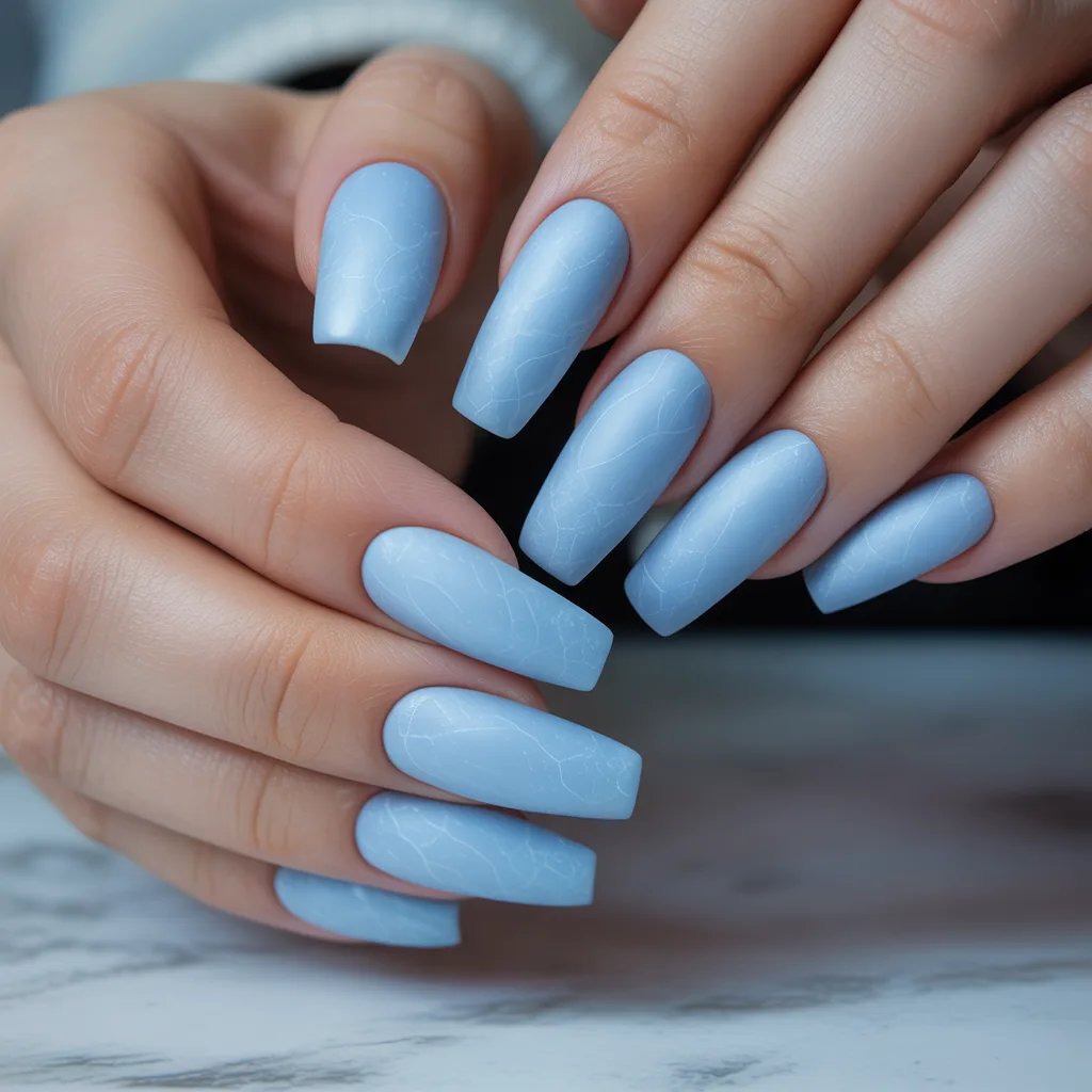  Frosty Blue Matte  Nails