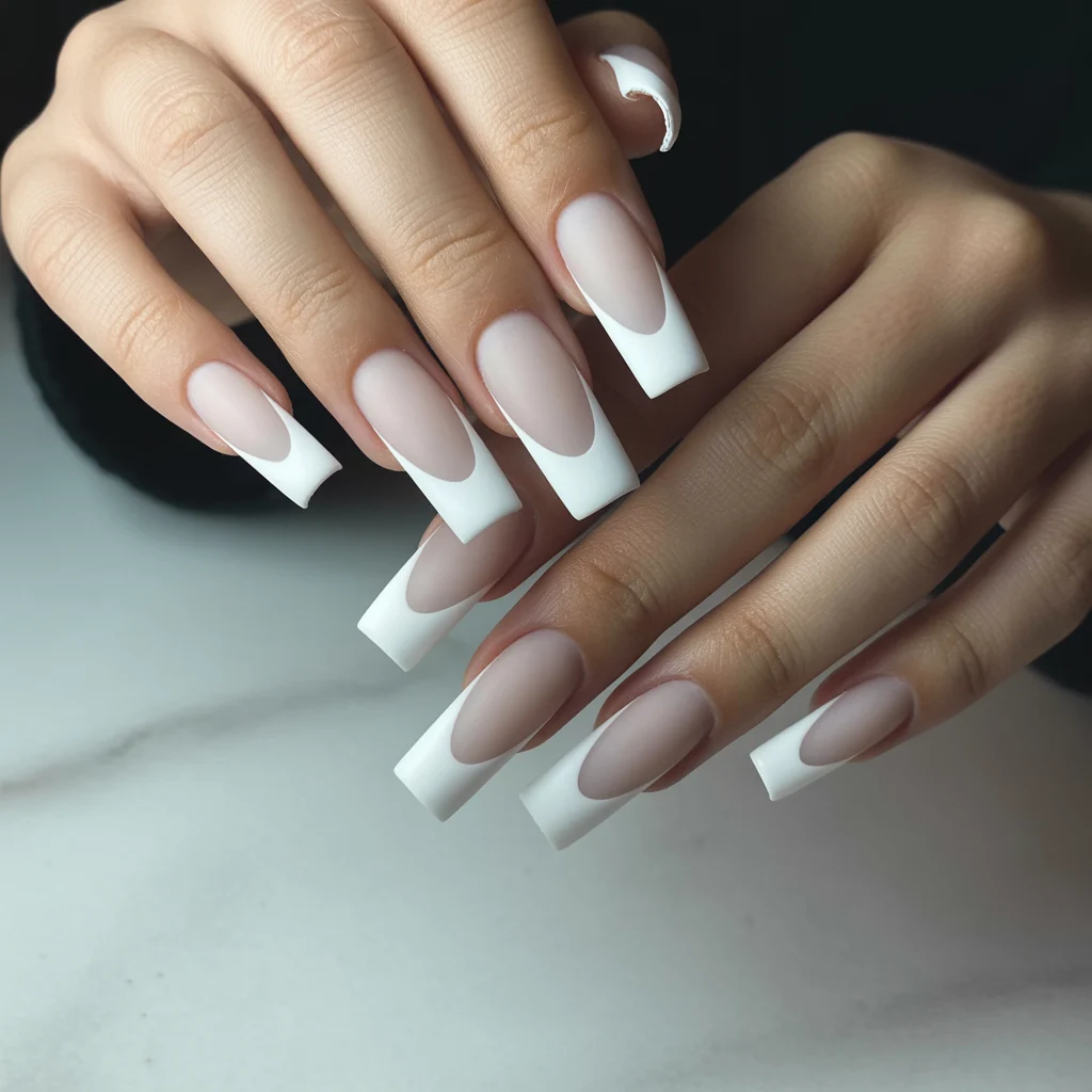 Frosty French Tips nails