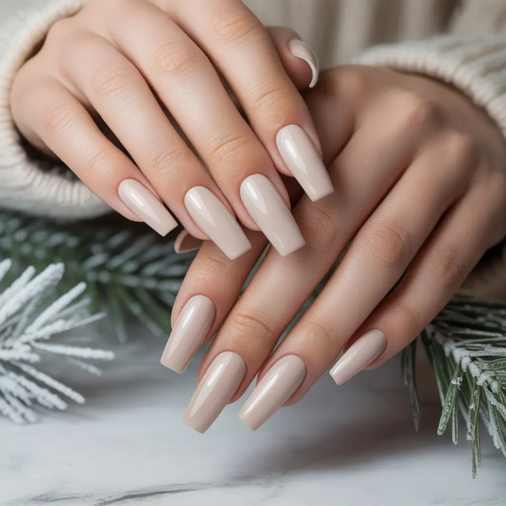Frozen Latte Beige Nails