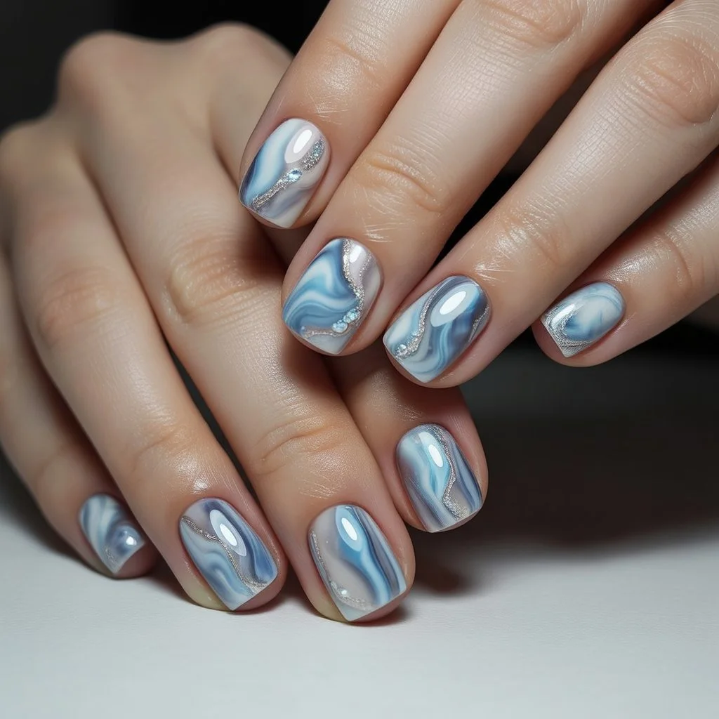 Frozen Marble Stone Squares Nail