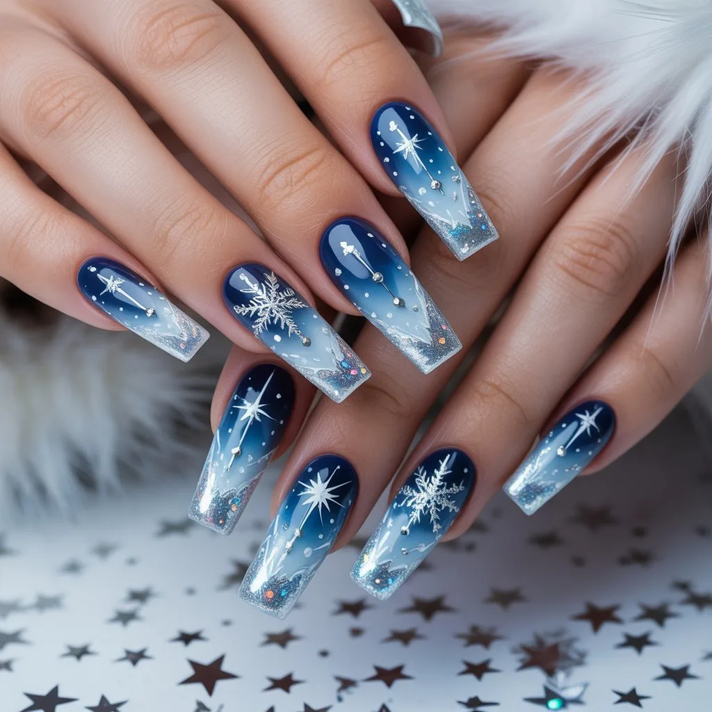 Frozen North Star Nails