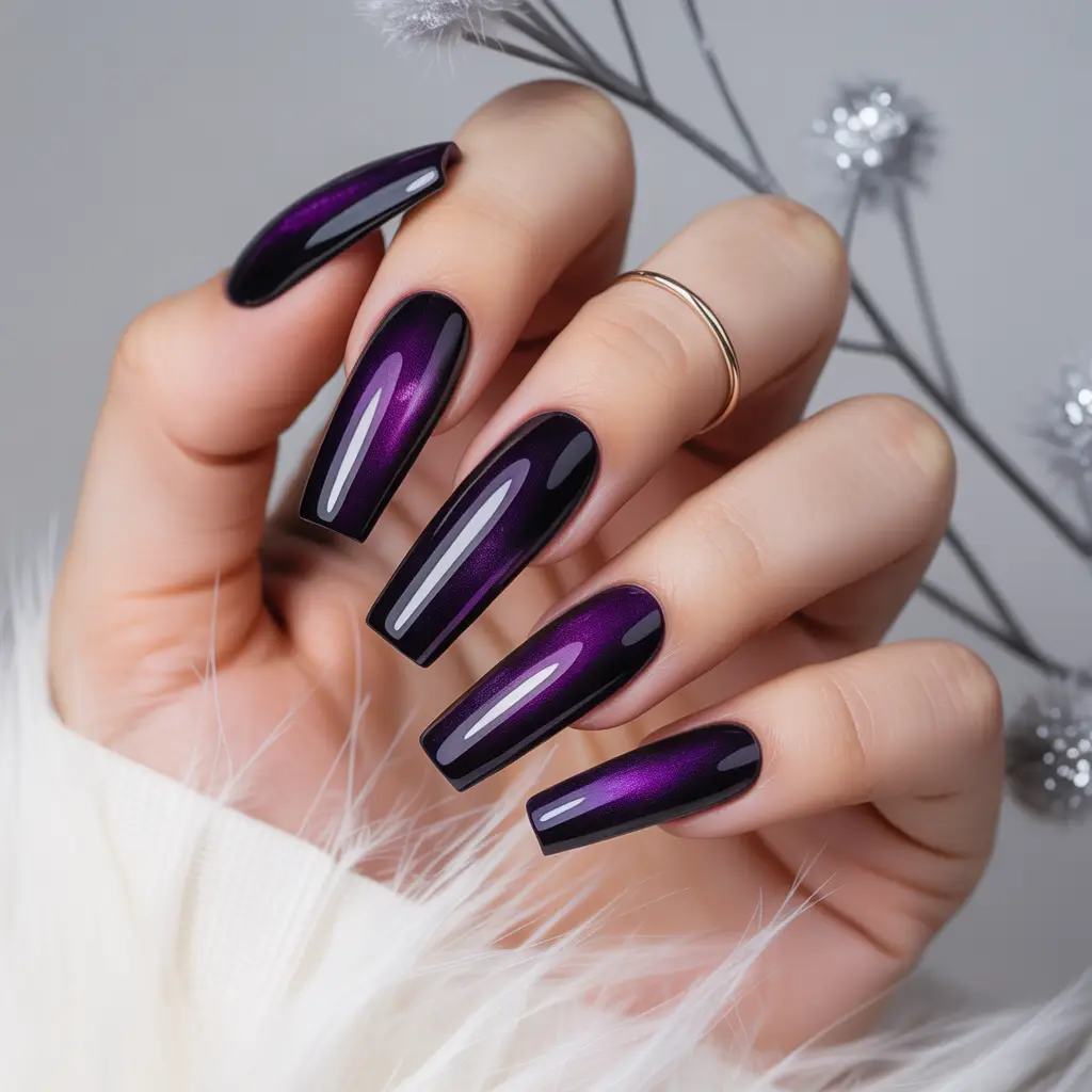 Galaxy Onyx Purple Nails