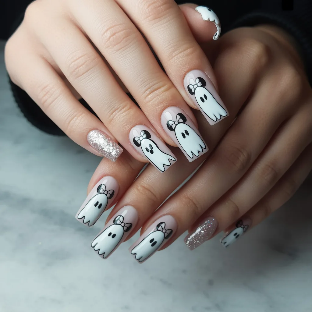 Ghost Minnie Nails