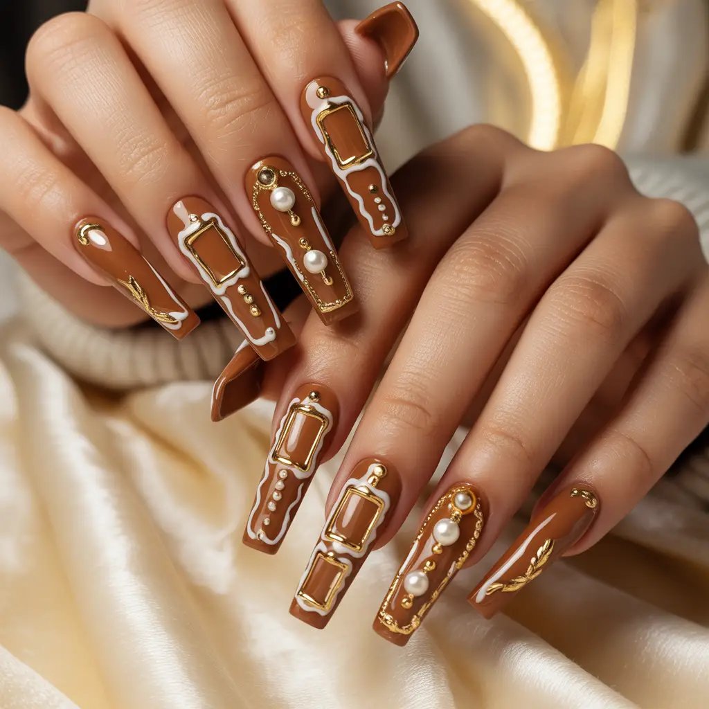 Gingerbread Luxe Frame Nails