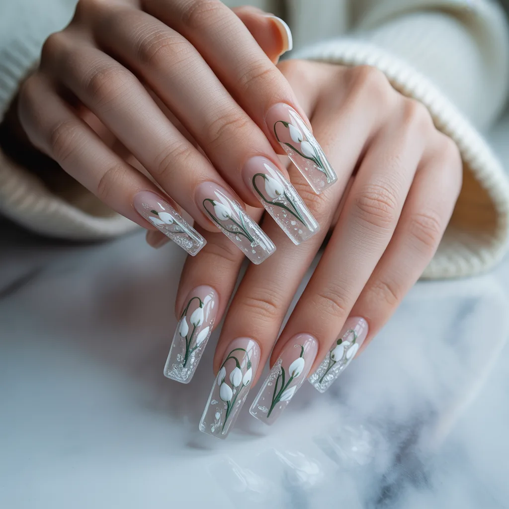 Glass Snowdrop Nails
