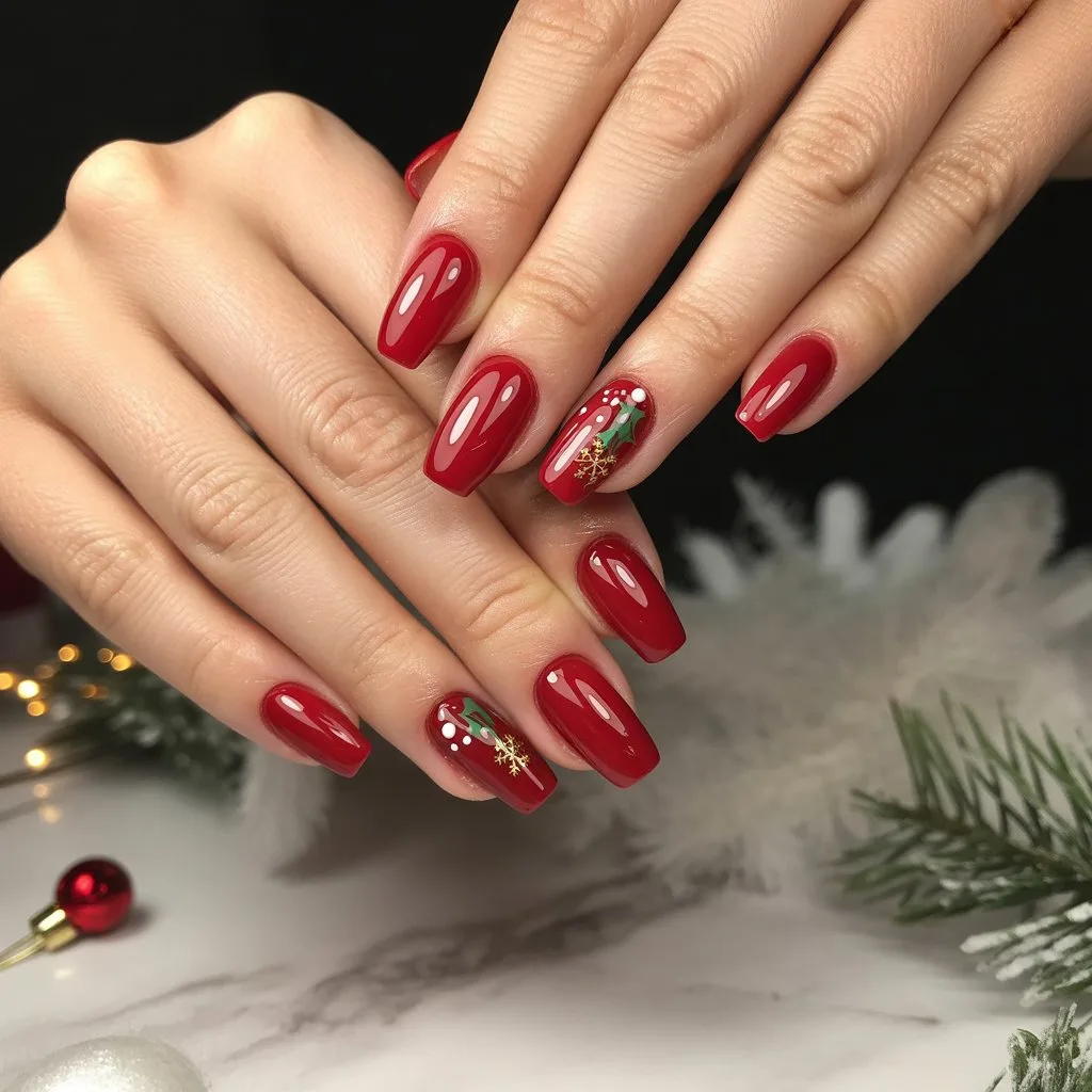 Glossy Candy-Red Gel Nails