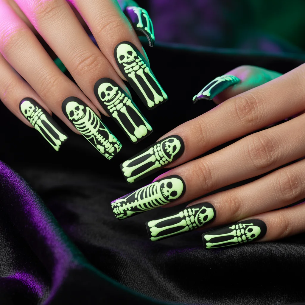 Glow Skeleton Nails