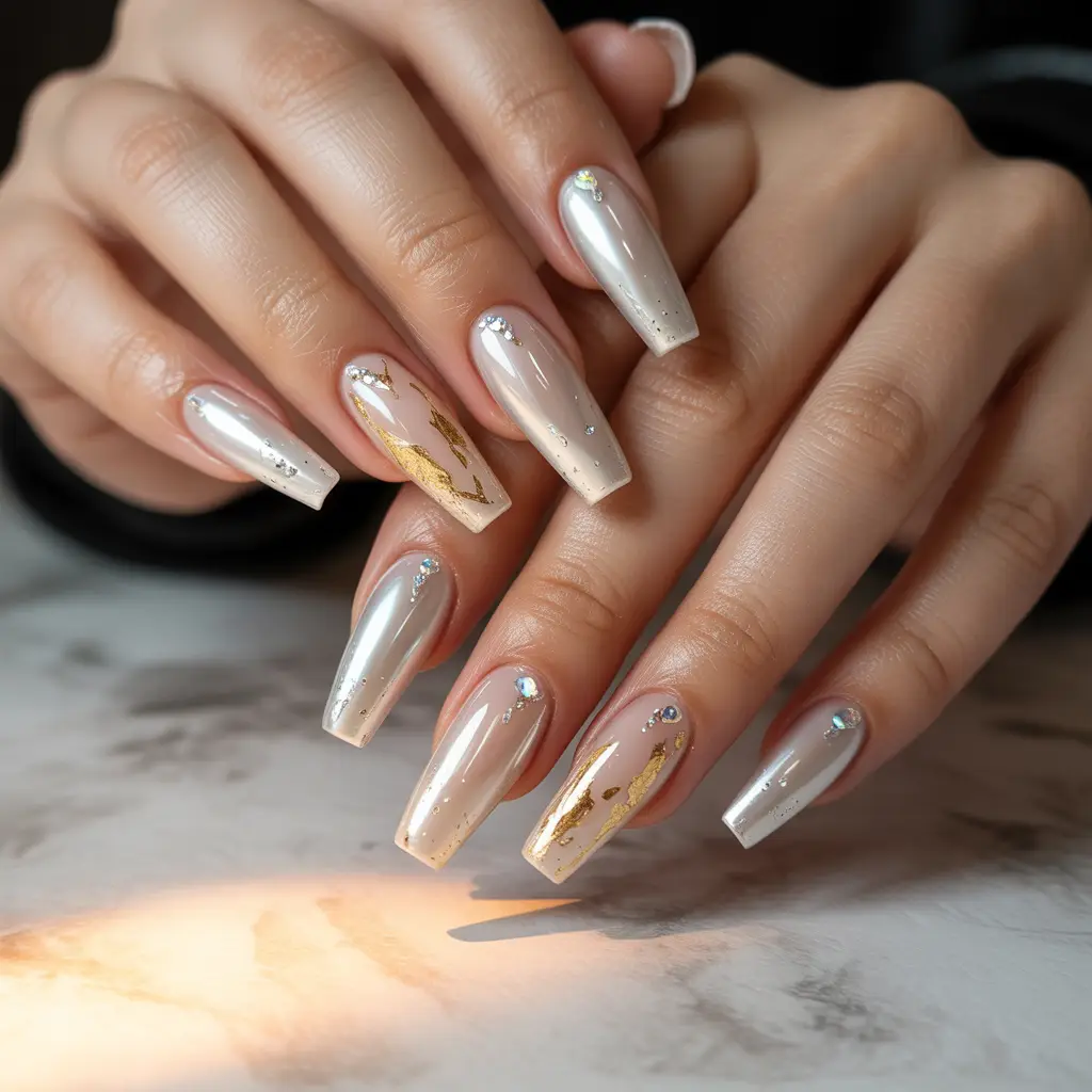 Glowing Winter Sand Nails