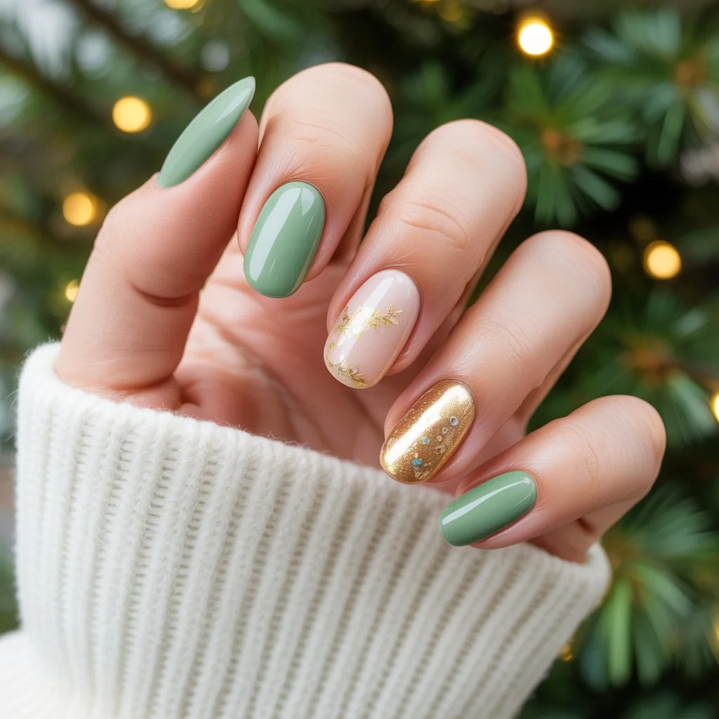 Gold-Foil Accent Gel Nails