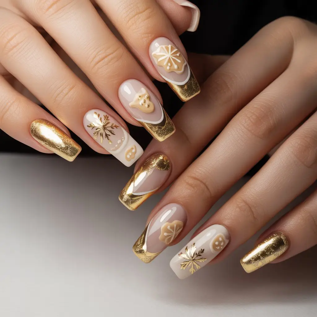 Gold Foil Sugar Cookie Tips Nail