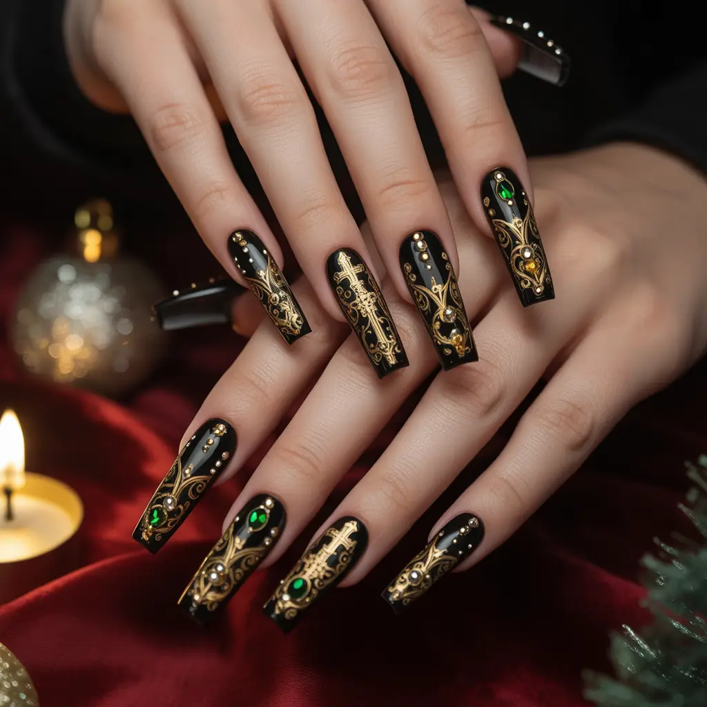 Gothic Gold Ornament Nails