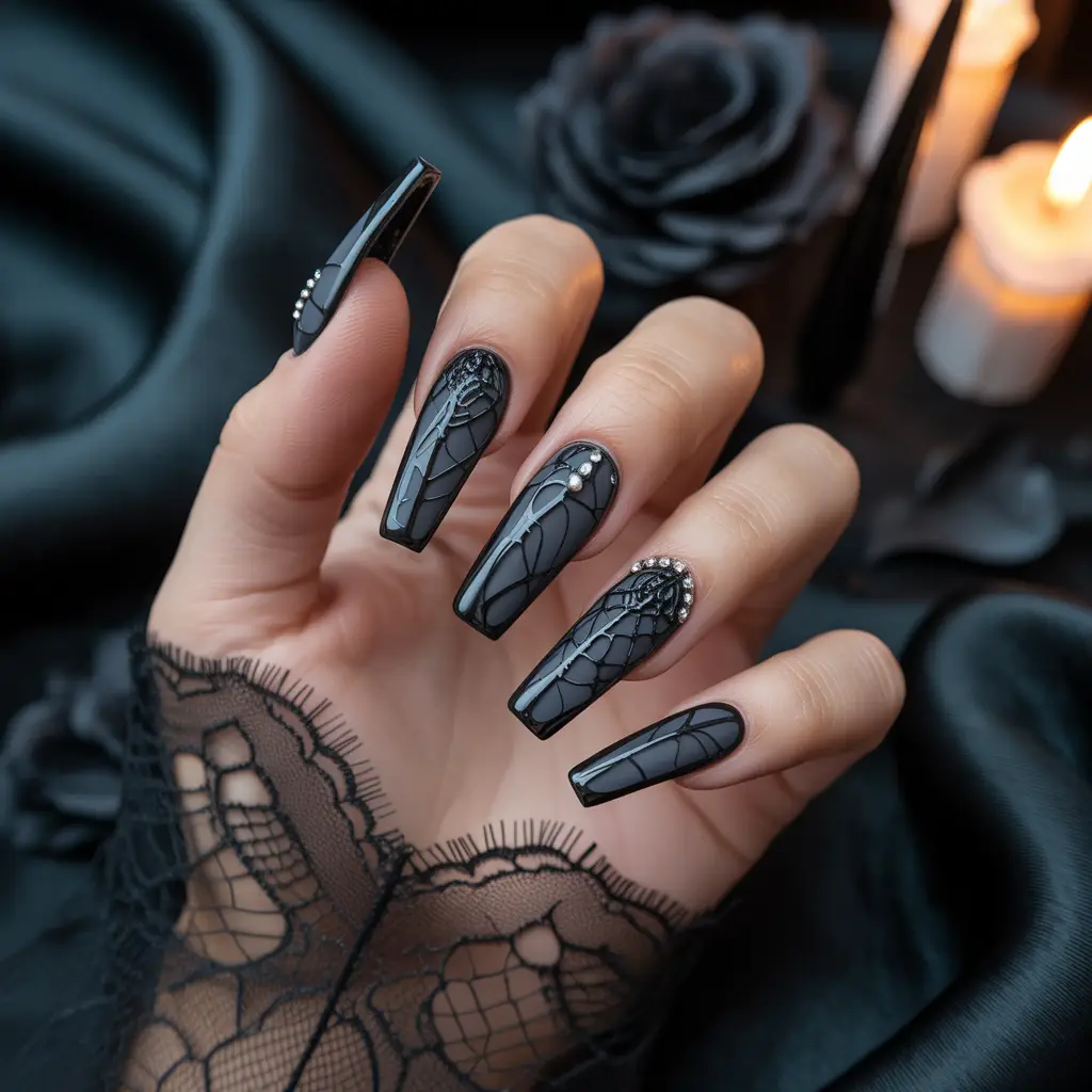 Gothic Lace Shadow Nails