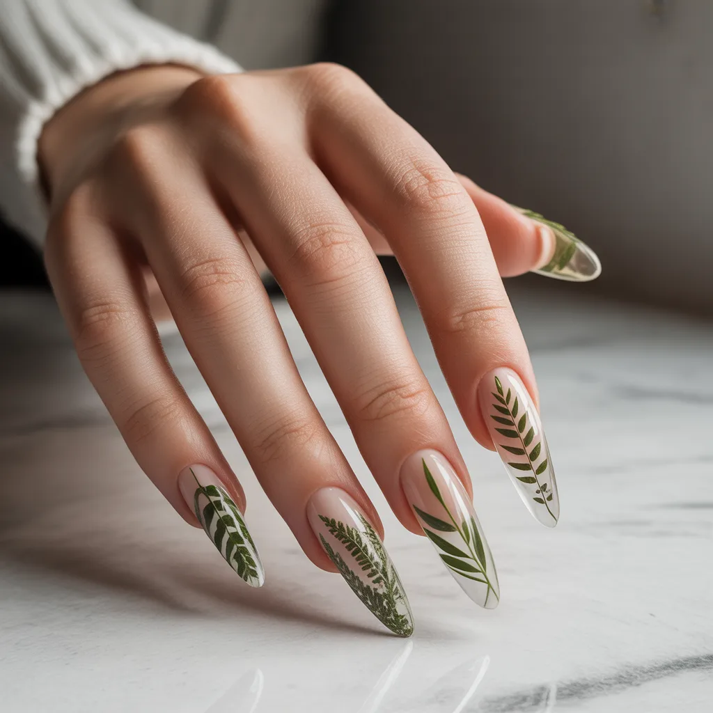 Greenery Accent Nails