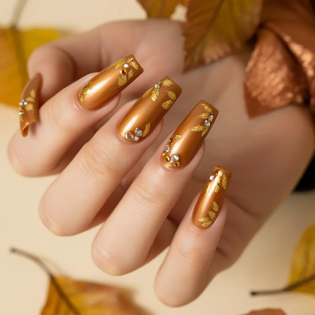 Harvest Gold Sprinkle Nails