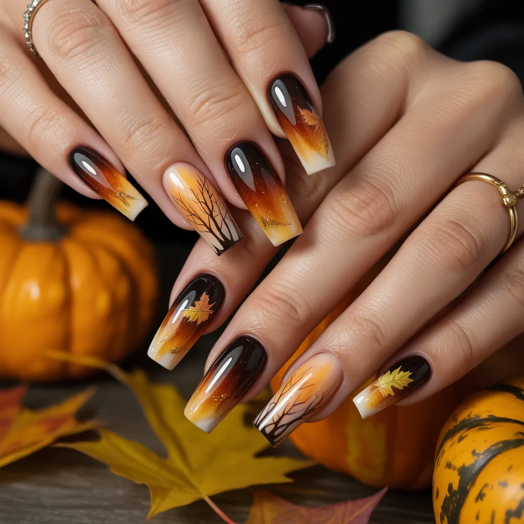 Harvest Moon Fade Nails