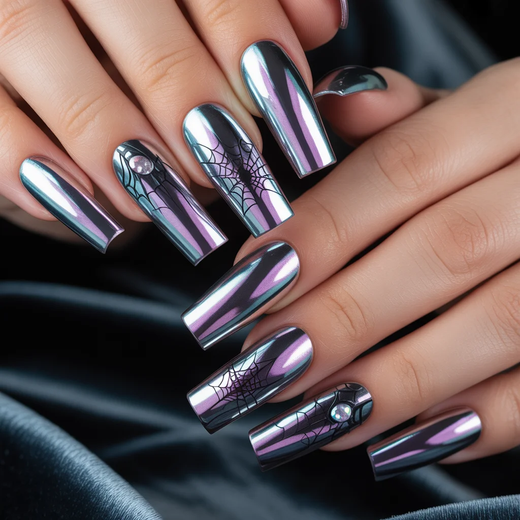 Haunted Mirror Chrome Nails