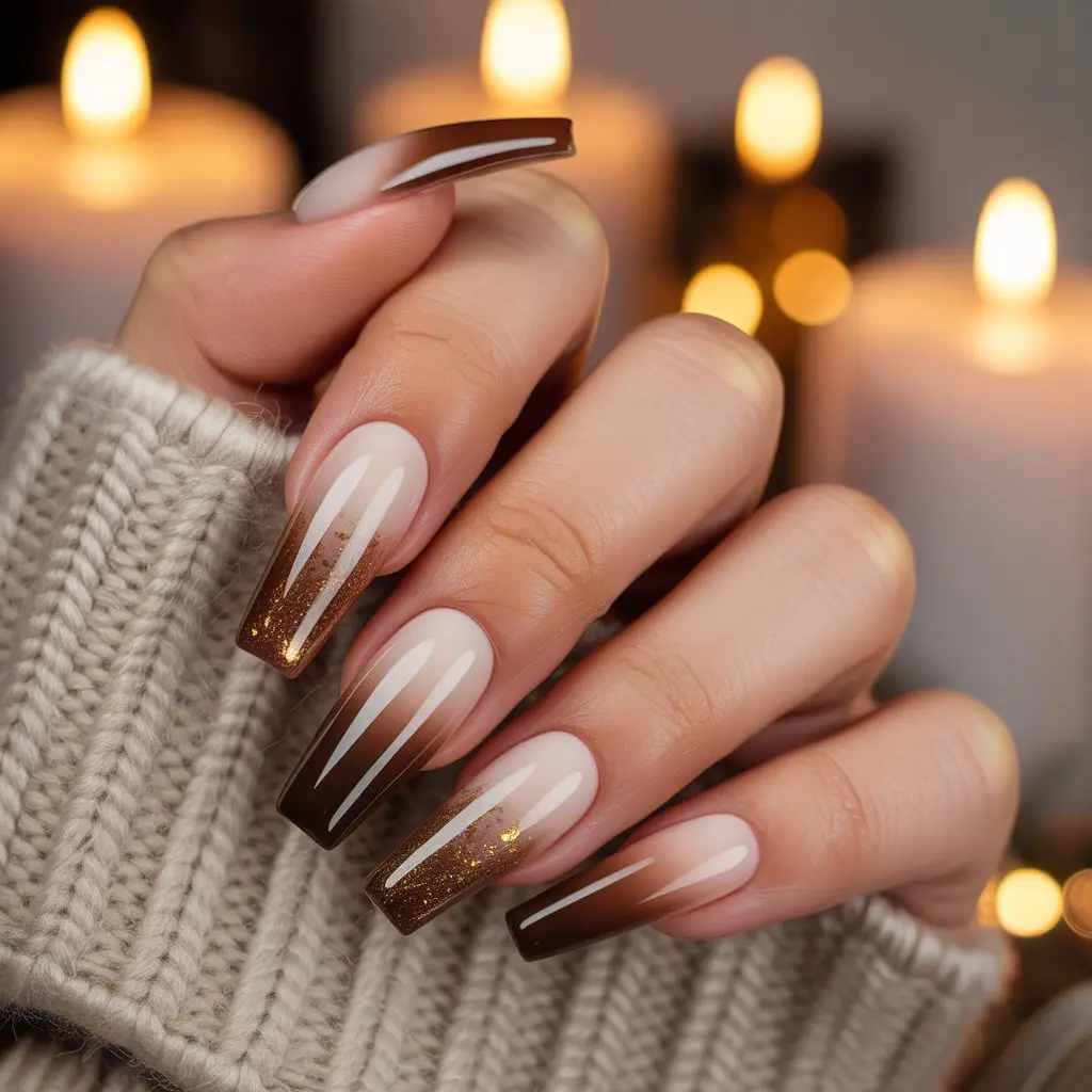 Hazelnut Mist Ombre Nails
