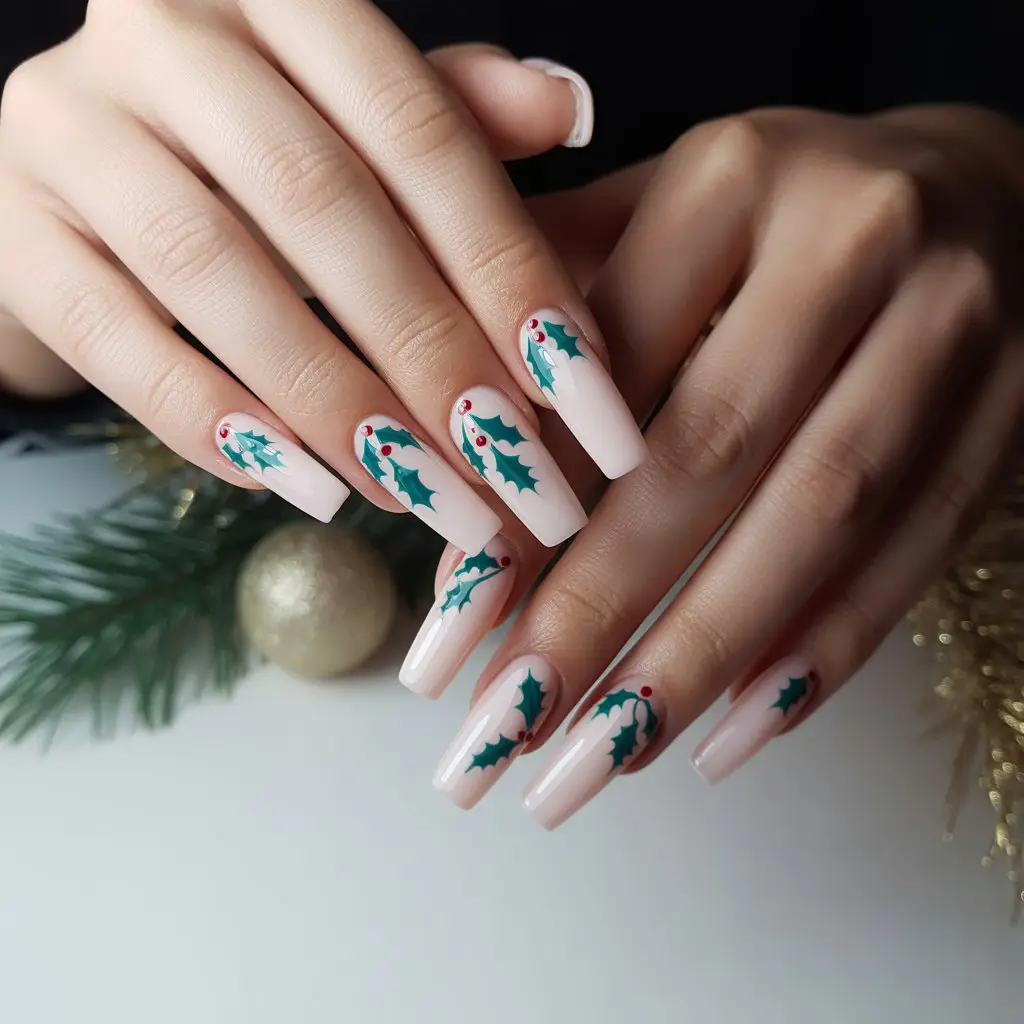 Holly Accent Acrylic Nails