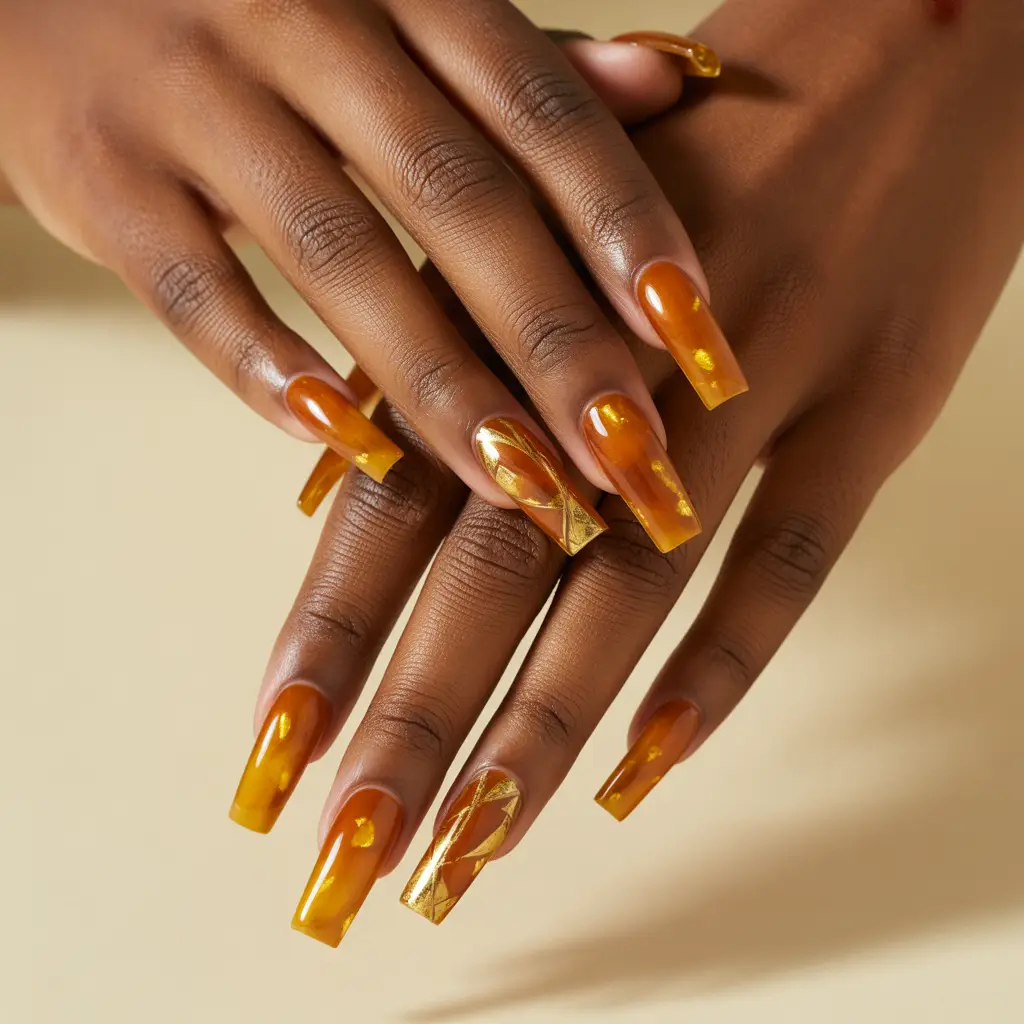 Honey Amber Gel Nails
