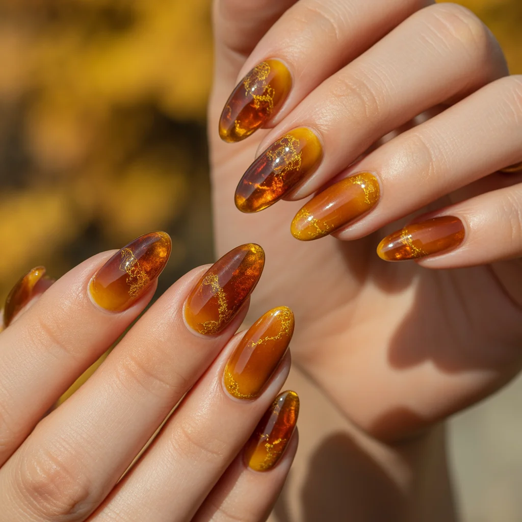 Honeycomb Amber Nails