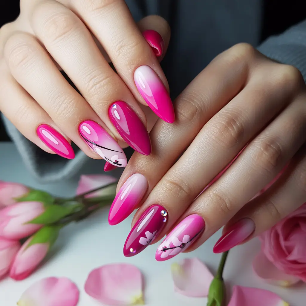 Hot Pink & Fuchsia Spring Nails