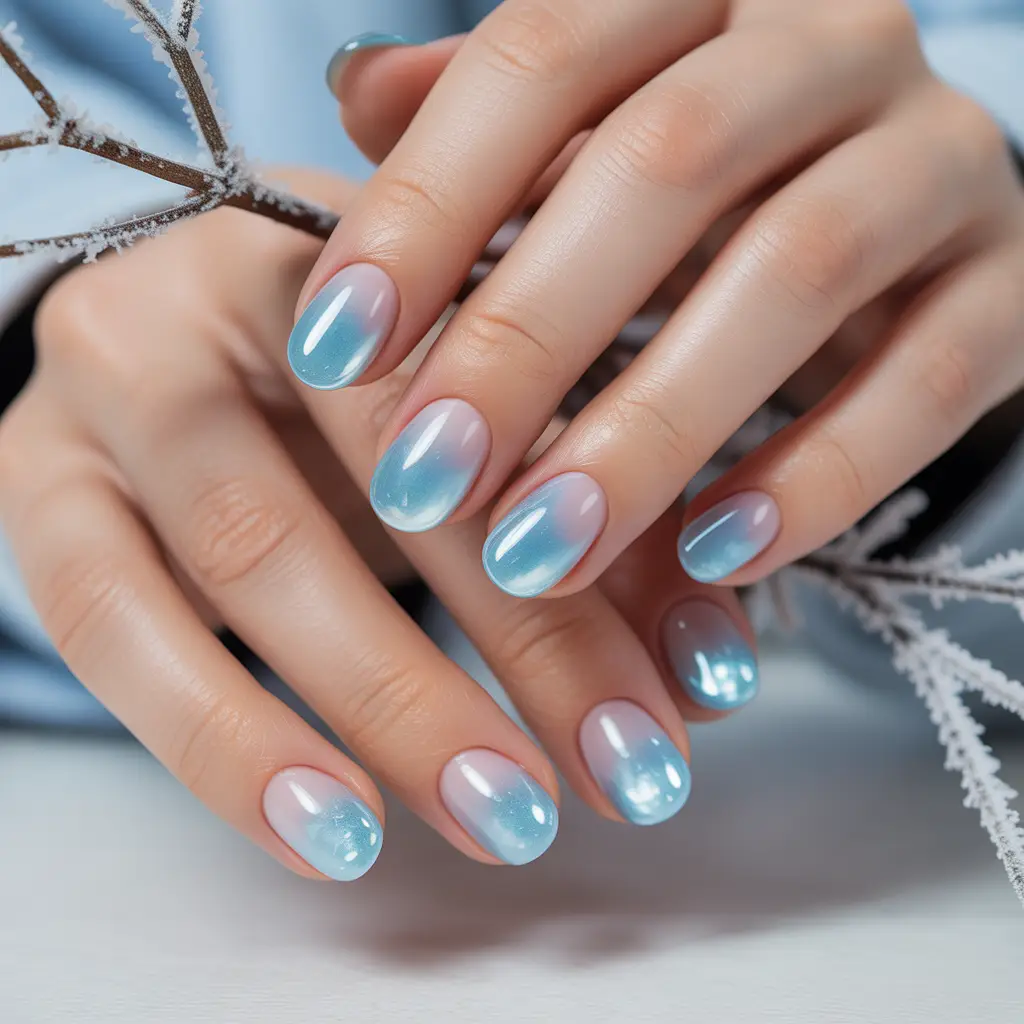 Ice Blue Jelly Nails