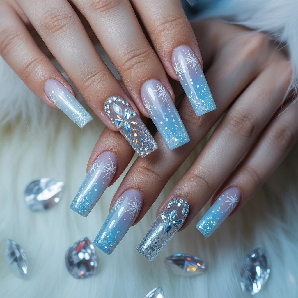Ice Princess Glitter Veil Nails