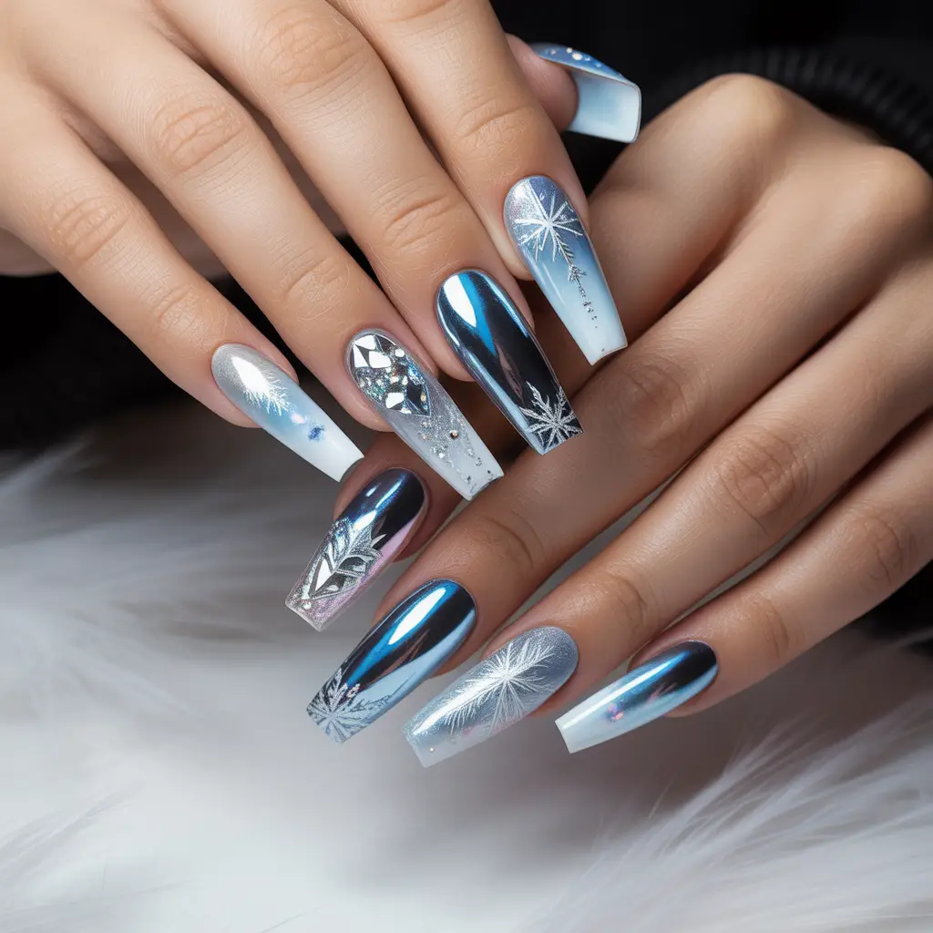 Ice Queen Chrome Coffins Nail