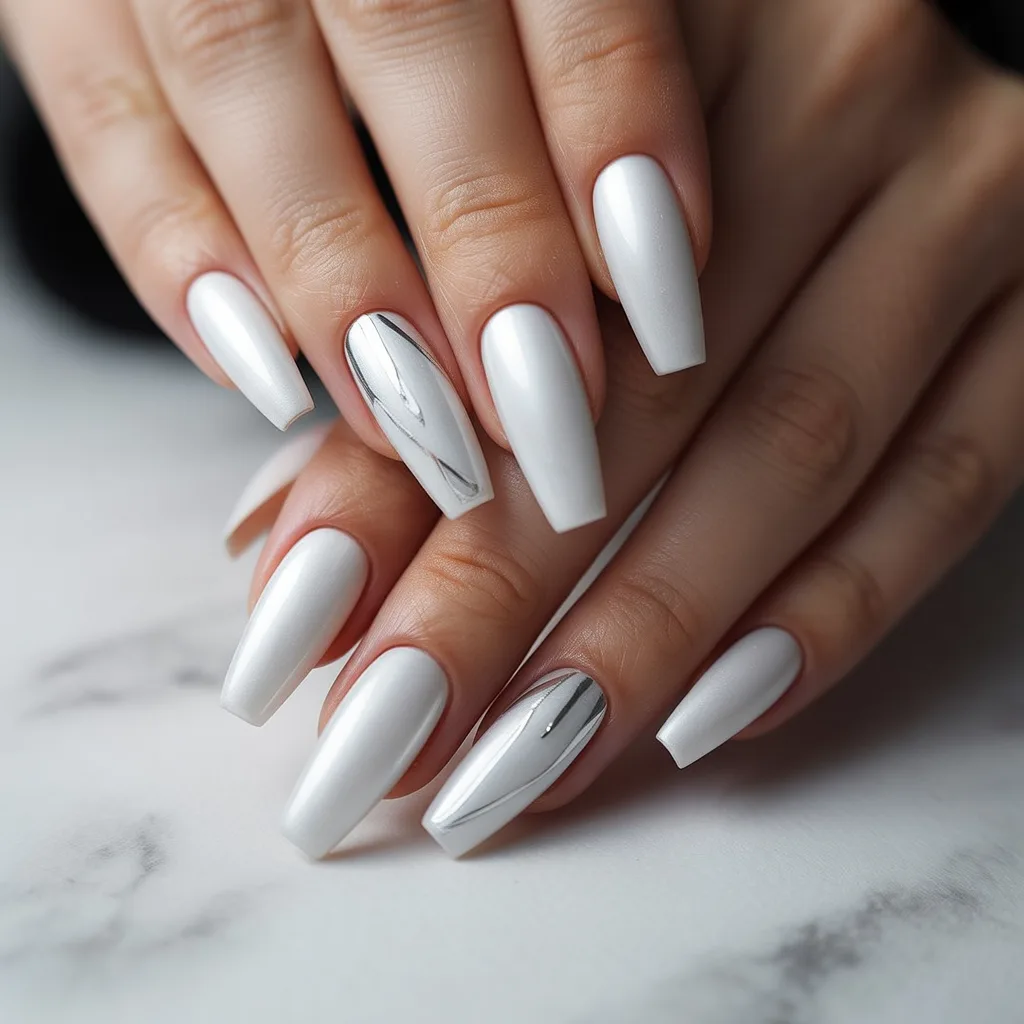 Icy White Matte Nails
