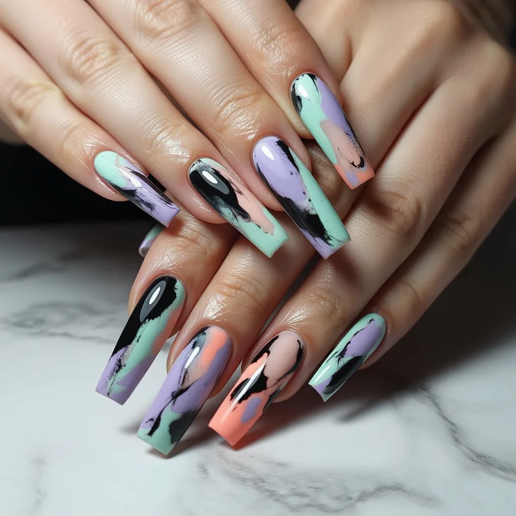 Ink-Smudge Abstract Art Nails