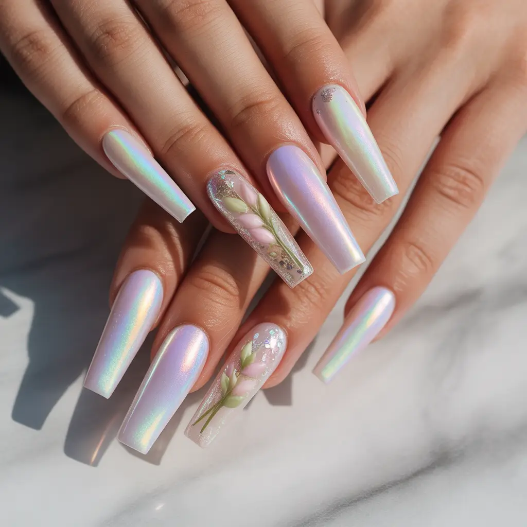 Iridescent Spring Glow Nails