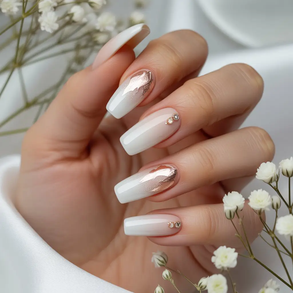 Ivory Mist Ombre Nails