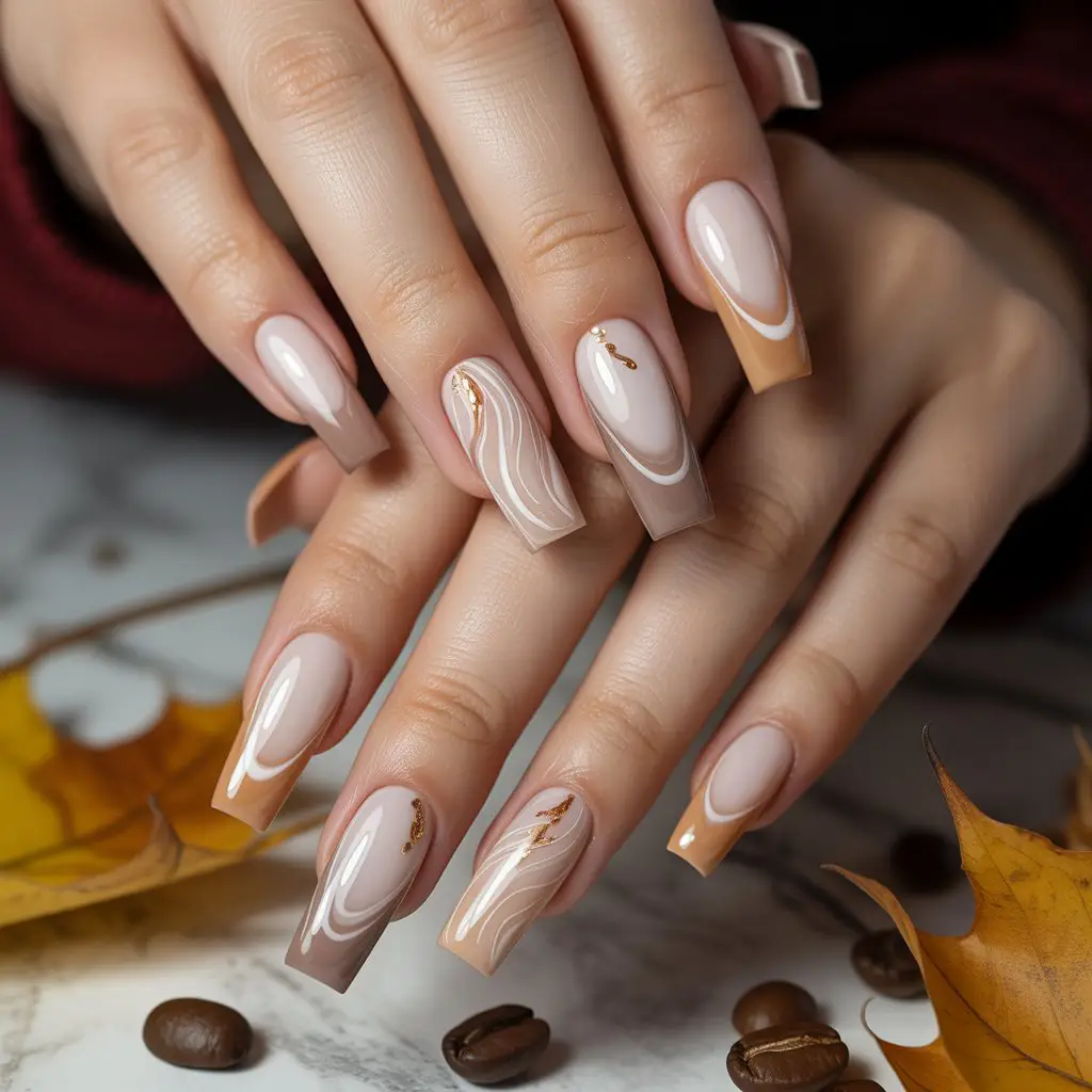Latte Foam Soft French Nails