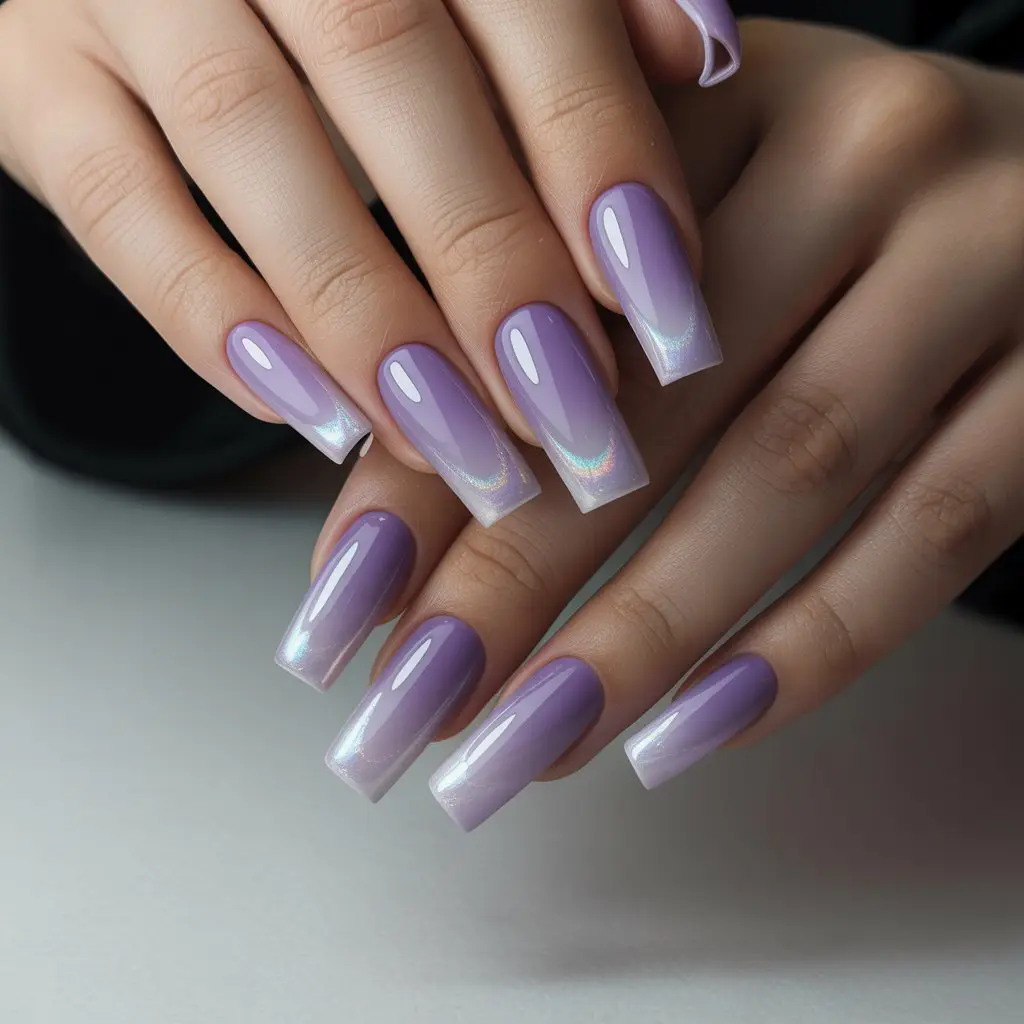 Lavender Mist Gradient Nails
