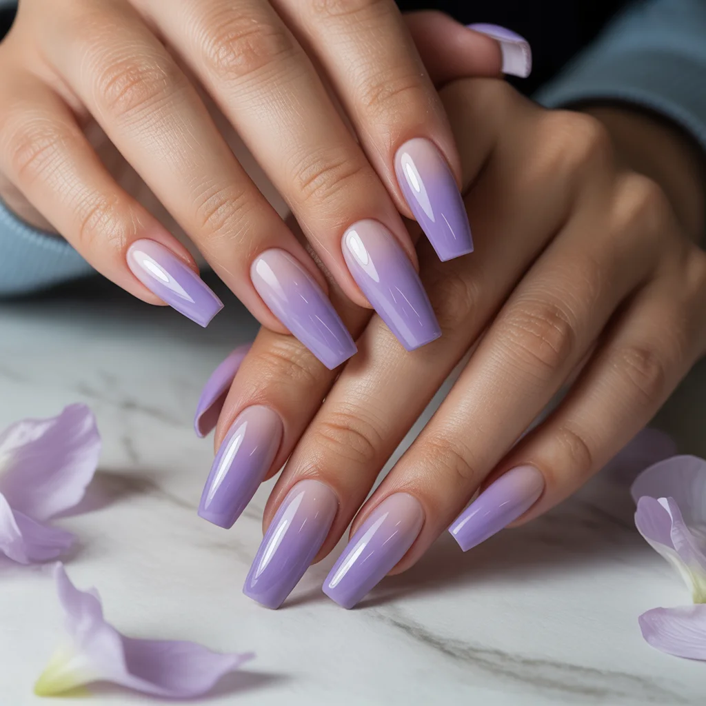 Lavender Ombre Fade Nails