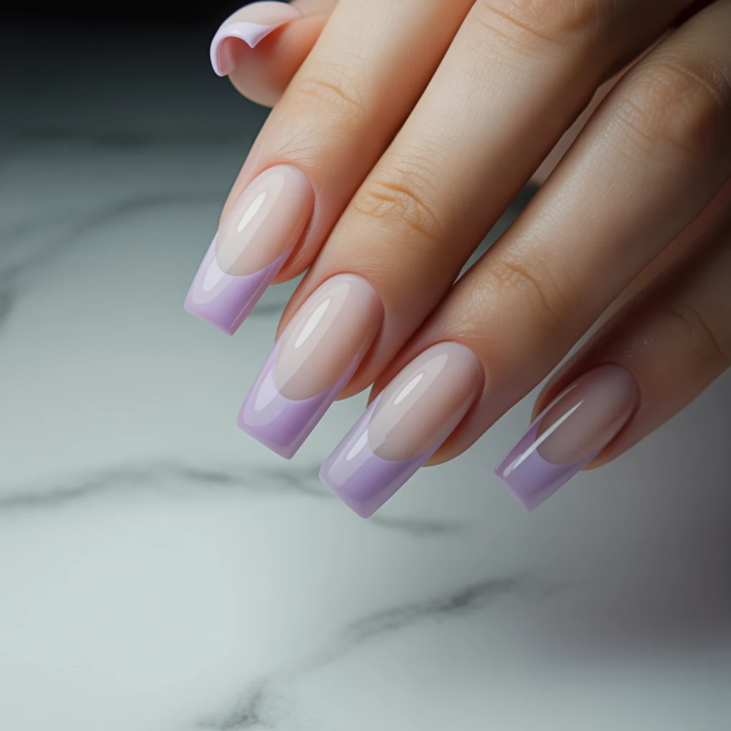 Lilac Nude Gradient Nails
