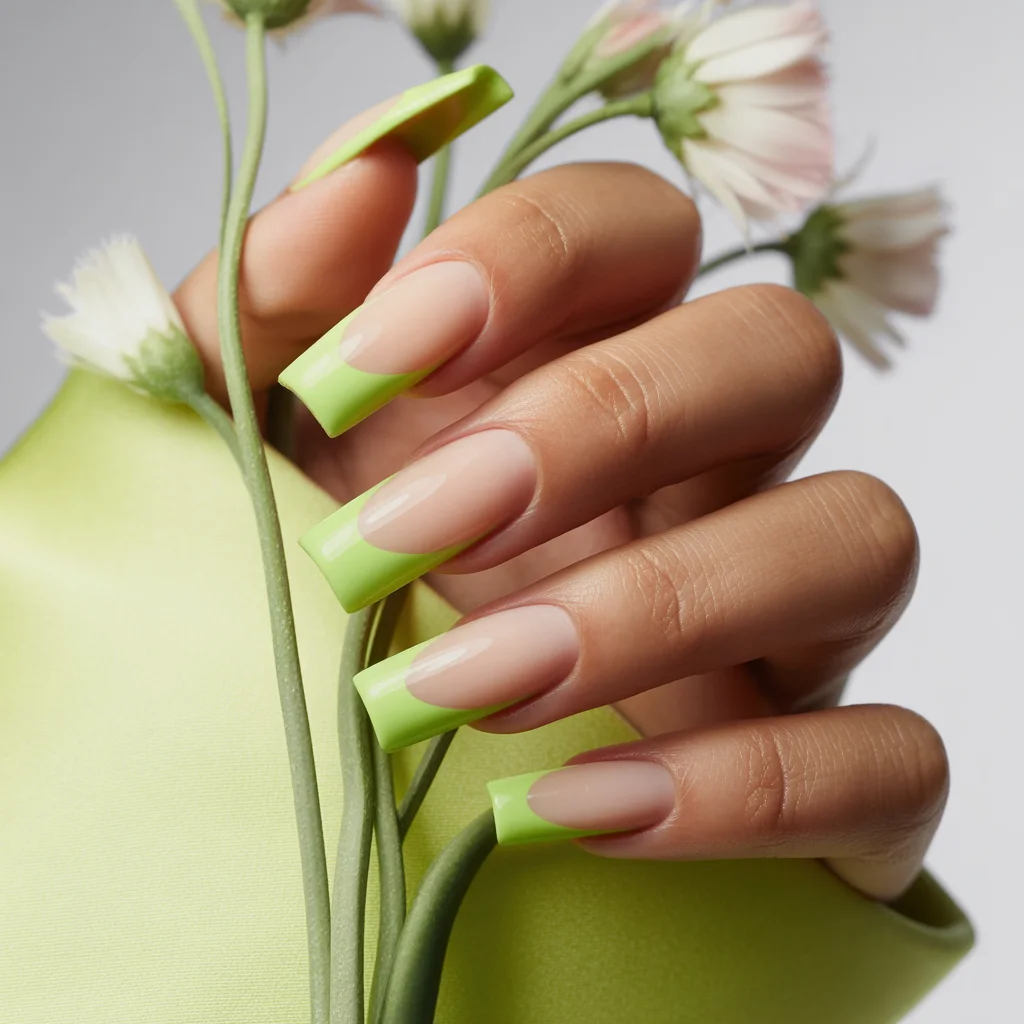 Lime Green Micro Tips Nail